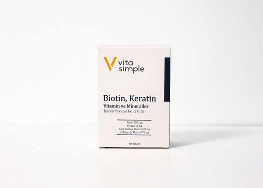 Biotin,Keratin,Vitamin ve Mineraller İçeren Takviye Edici Gıda