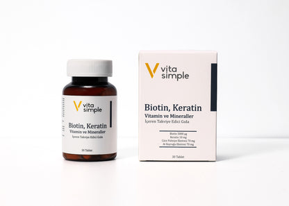 Biotin,Keratin,Vitamin ve Mineraller İçeren Takviye Edici Gıda